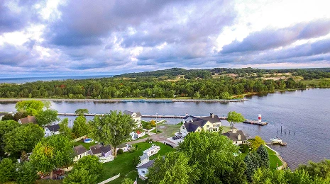 Aerial view of urban center of Muskegon